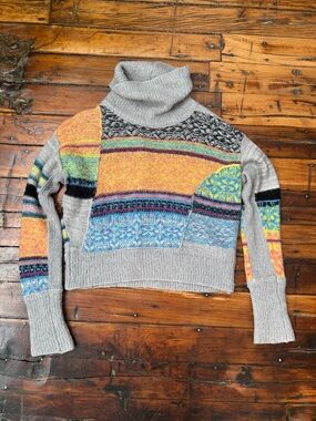 Free People Patchwork VINTAGE style Sweater XS